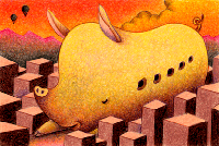動物イラスト - 眠れる都会の豚