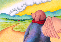 Angel Dog - 天使犬（色鉛筆画） - 「明日への願い」 