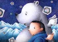 ファンタジーイラスト（色鉛筆画） - 「白熊と僕」