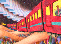 ファンタジーイラスト（色鉛筆画） - 「夜行列車」